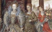 unknow artist Queen Elizabeth i leads in Peace and Plenty from a Garden painting